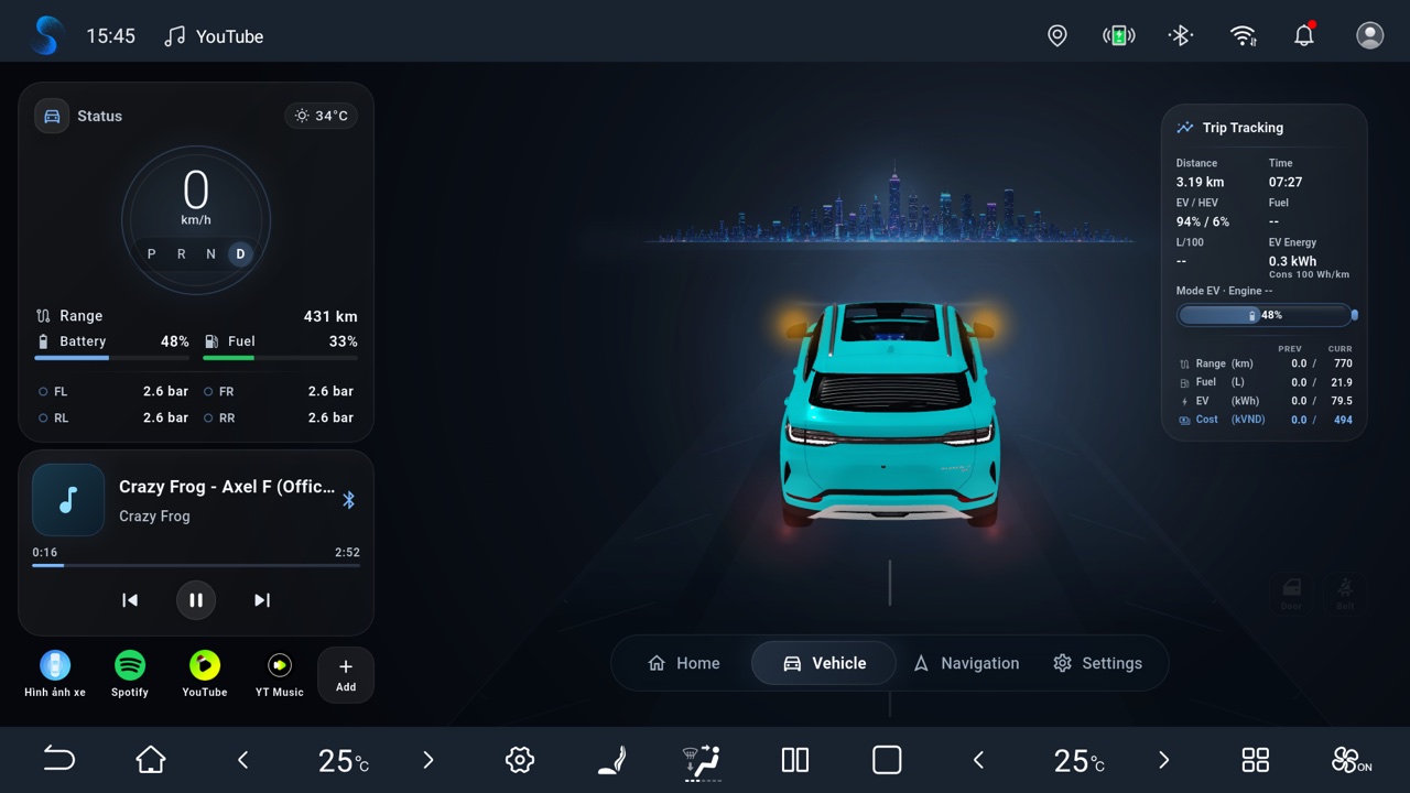 Kim Launcher dashboard screen on a BYD head unit