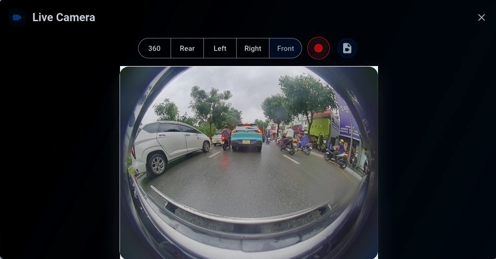 Dark Live Camera interface used by Kim Sentry with the camera feed preserved