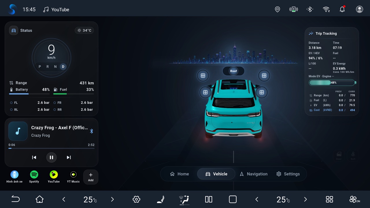 Kim Launcher window and vehicle control hotspots