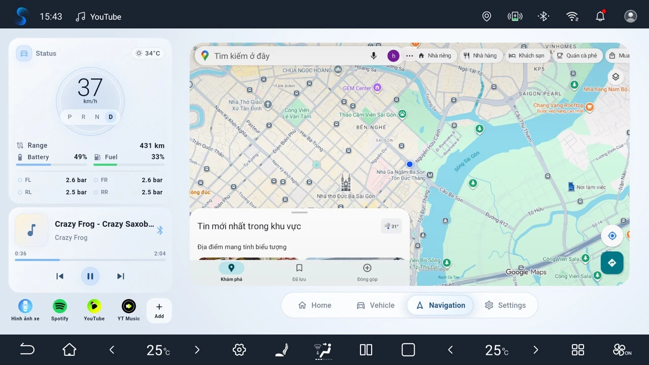 Google Maps running inside Kim Launcher navigation view